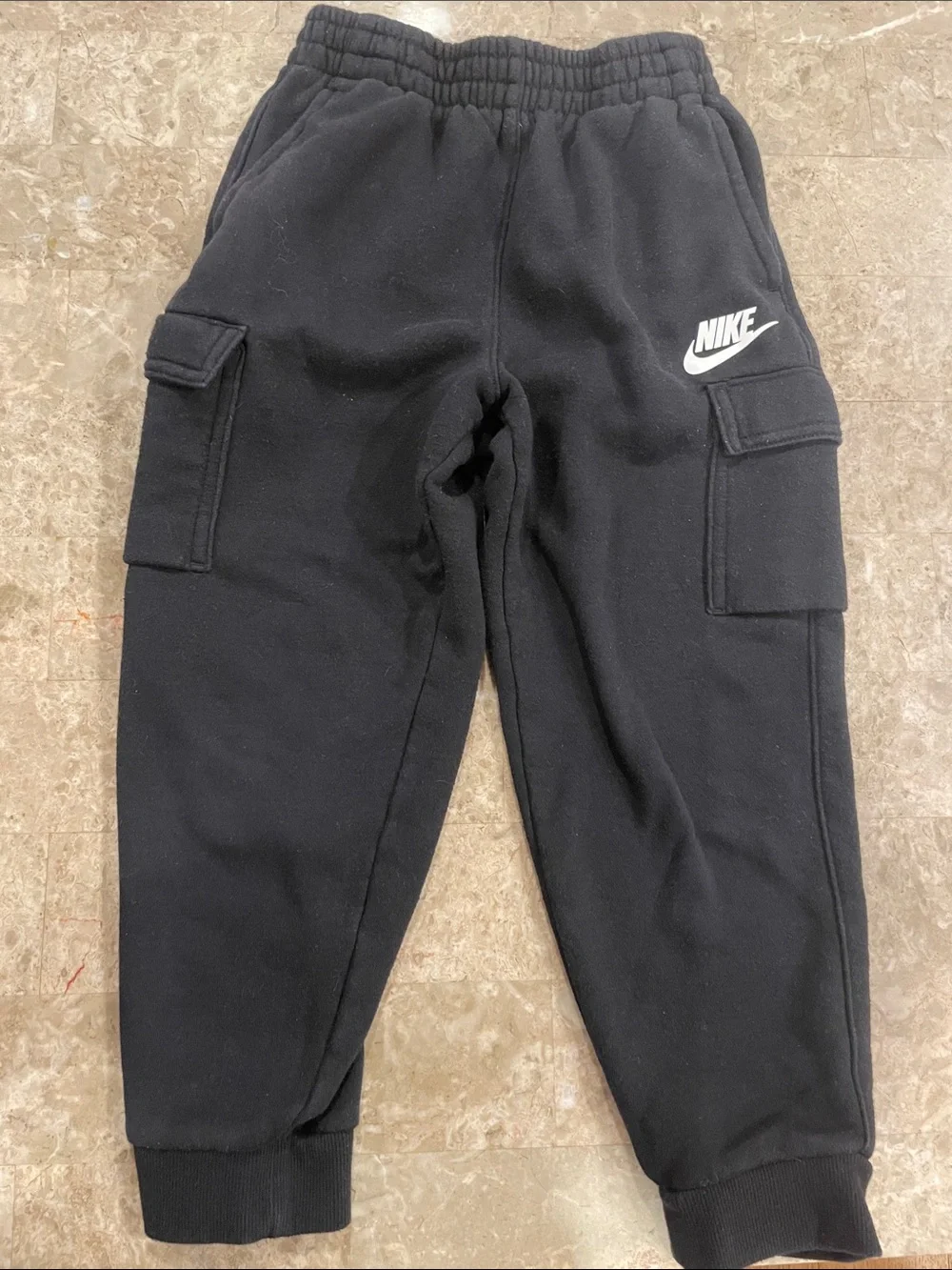 Nike Black Cargo Joggers for Kids with White Logo